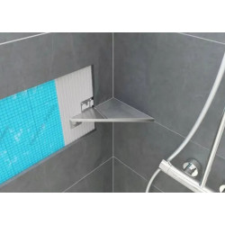 Rohová trojúhelníková polička na obklad - nerez